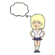 cartoon woman with hands on hips thought bubble N199
