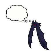 cartoon flying bat with thought bubble N5