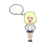 cartoon woman been in fight with thought bubble N8