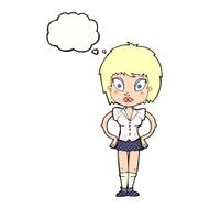 cartoon pretty girl with thought bubble N94