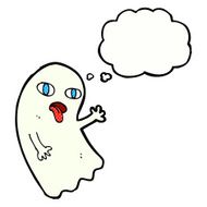 funny cartoon ghost with thought bubble N90
