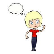 cartoon pretty girl with thought bubble N95