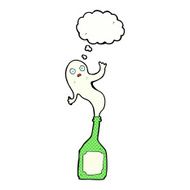 cartoon ghost in bottle with thought bubble N14