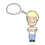 cartoon grinning man with thought bubble N81