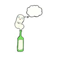 cartoon ghost in bottle with thought bubble N15