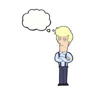 cartoon bored man with thought bubble N35