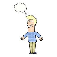 cartoon grinning man with thought bubble N82