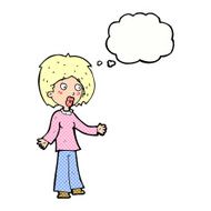 cartoon surprised woman with thought bubble N225