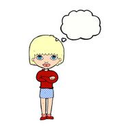 cartoon woman with folded arms thought bubble N27