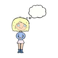 cartoon happy woman with thought bubble N231