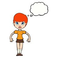 cartoon woman looking annoyed with thought bubble N9