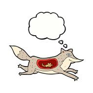 cartoon wolf with mouse in belly thought bubble N4