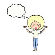 cartoon peaceful woman with thought bubble N8