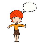 cartoon woman giving thumbs up symbol with thought bubble N61