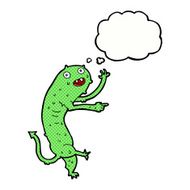 cartoon gross little monster with thought bubble N10