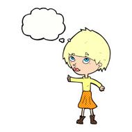 cartoon woman giving thumbs up symbol with thought bubble N62