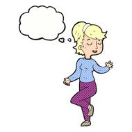 cartoon dancing woman with thought bubble N47