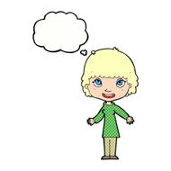 cartoon happy woman with thought bubble N232