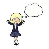 cartoon unhappy girl with thought bubble N19