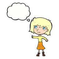cartoon happy girl with thought bubble N83