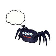 cartoon spooky spider with thought bubble N10