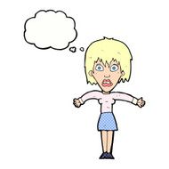 cartoon shocked woman with thought bubble N89