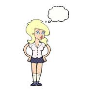 cartoon pretty woman with thought bubble N249