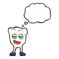 cartoon funny tooth character with thought bubble N2