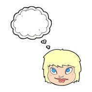 cartoon female face with thought bubble N132