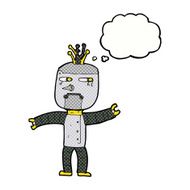 cartoon robot with thought bubble N159