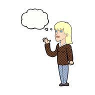 cartoon woman explaining with thought bubble N47