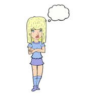 cartoon girl with crossed arms thought bubble N10