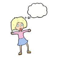 cartoon surprised woman with thought bubble N226