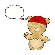 cartoon teddy bear wearing hat with thought bubble N2