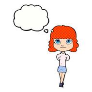 cartoon happy girl with thought bubble N84