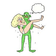 cartoon swamp monster carrying woman