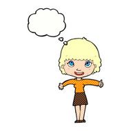 cartoon happy girl with thought bubble N85