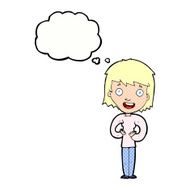 cartoon happy woman with thought bubble N233