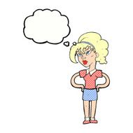 cartoon woman with hands on hips thought bubble N200