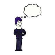 cartoon happy vampire with thought bubble N38
