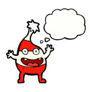 cartoon funny christmas creature with thought bubble N17