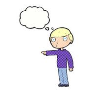 cartoon man pointing with thought bubble N174