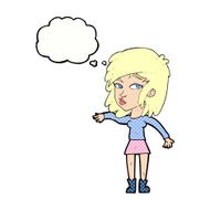 cartoon woman playing it cool with thought bubble N10