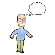 cartoon annoyed old man with thought bubble N62