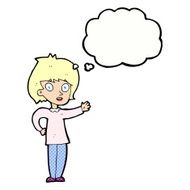 cartoon happy woman with thought bubble N234