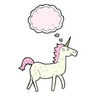 cartoon unicorn with thought bubble N37