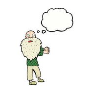 cartoon bearded old man with thought bubble N34