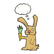 cartoon rabbit with carrot thought bubble N10