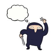 cartoon ninja with thought bubble N10
