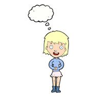 cartoon excited woman with thought bubble N125